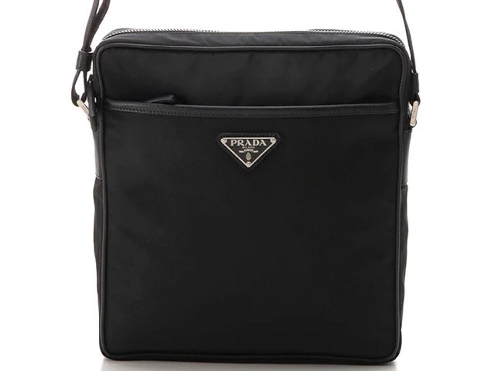 Prada Tessuto Shoulder Bag Black Leather